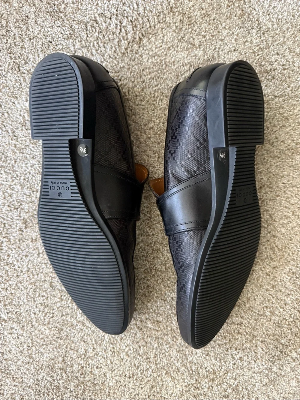 Gucci Black Leather Lux Diamante  Loafers
